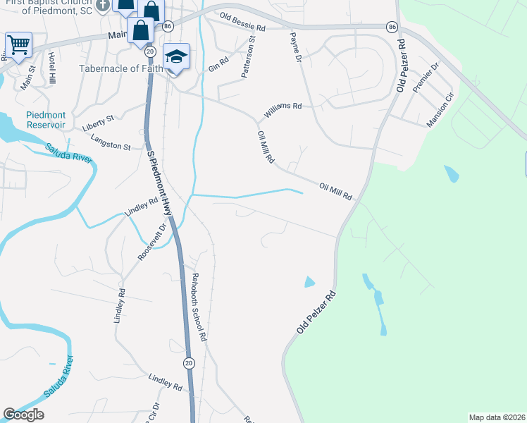 map of restaurants, bars, coffee shops, grocery stores, and more near in Piedmont