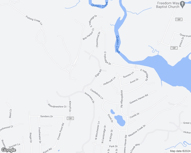 map of restaurants, bars, coffee shops, grocery stores, and more near Elgin Road in Onslow County