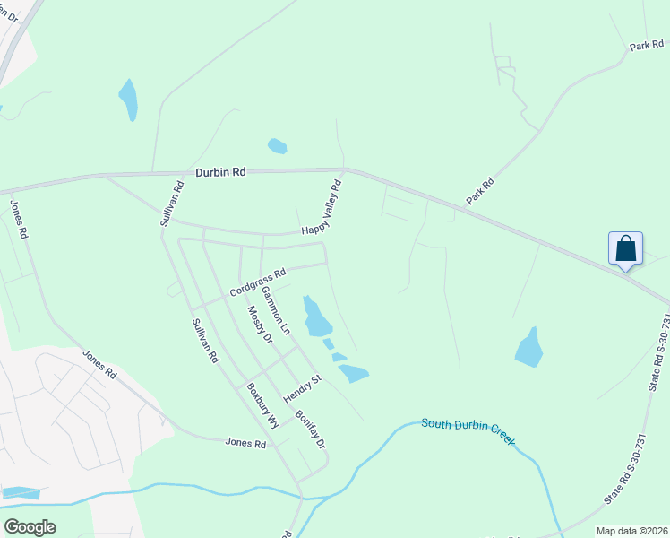 map of restaurants, bars, coffee shops, grocery stores, and more near 622 Happy Valley Road in Fountain Inn