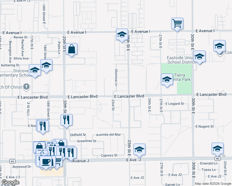 map of restaurants, bars, coffee shops, grocery stores, and more near 2318 Landsford Street in Lancaster
