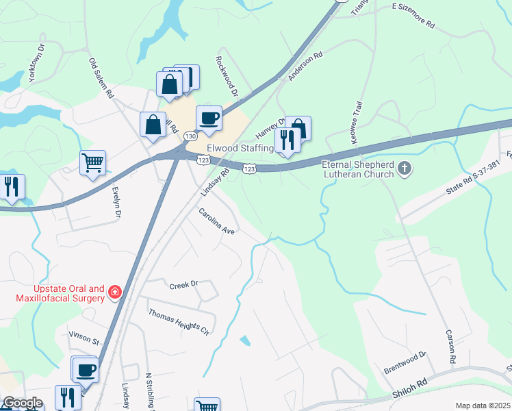 map of restaurants, bars, coffee shops, grocery stores, and more near Radnorshire Road in Seneca