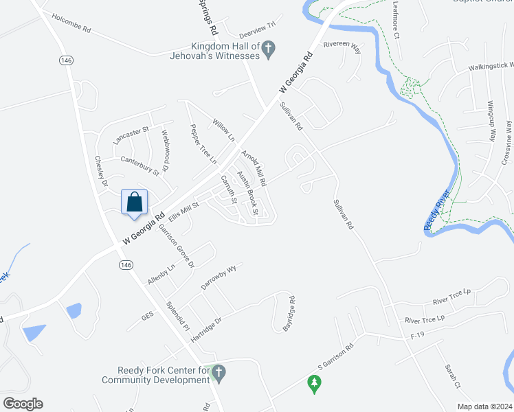 map of restaurants, bars, coffee shops, grocery stores, and more near 219 Austin Brook Street in Simpsonville