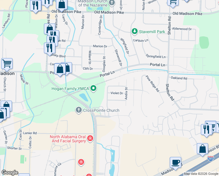 map of restaurants, bars, coffee shops, grocery stores, and more near 223 Golden Rod Lane in Madison