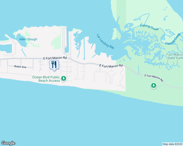 map of restaurants, bars, coffee shops, grocery stores, and more near 1904 East Fort Macon Road in Atlantic Beach