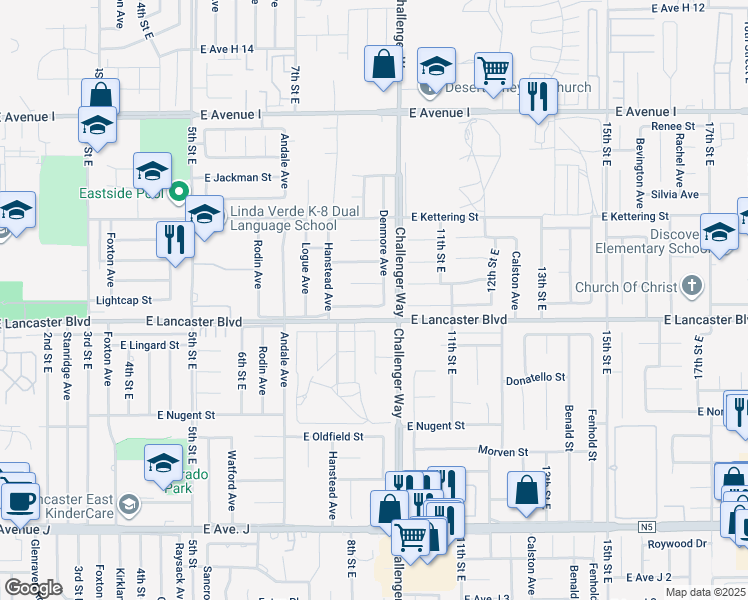 map of restaurants, bars, coffee shops, grocery stores, and more near 855 Lightcap Street in Lancaster