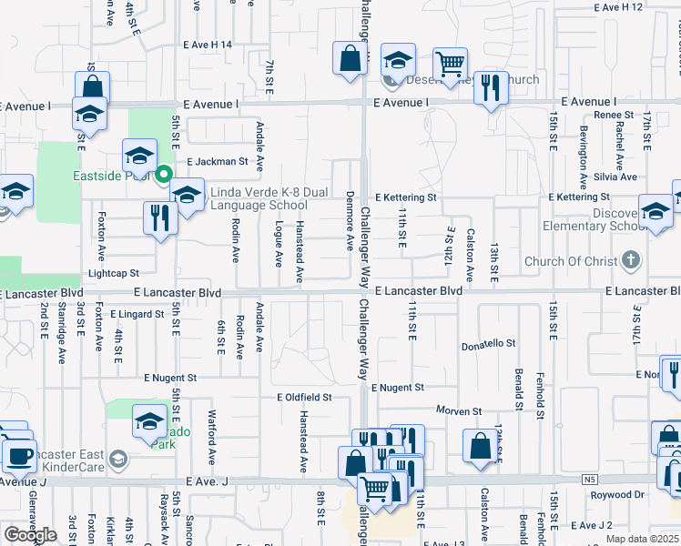 map of restaurants, bars, coffee shops, grocery stores, and more near 855 Lightcap Street in Lancaster