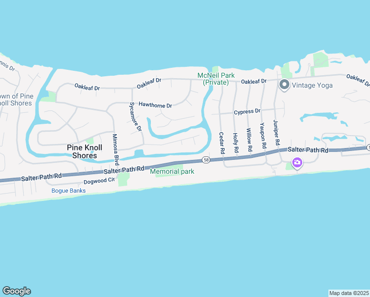 map of restaurants, bars, coffee shops, grocery stores, and more near 105 Cherry Court in Atlantic Beach
