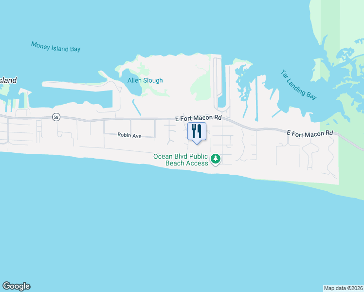 map of restaurants, bars, coffee shops, grocery stores, and more near 120 Island Quay Court in Atlantic Beach