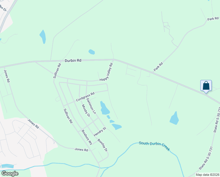 map of restaurants, bars, coffee shops, grocery stores, and more near 622 Happy Valley Road in Fountain Inn