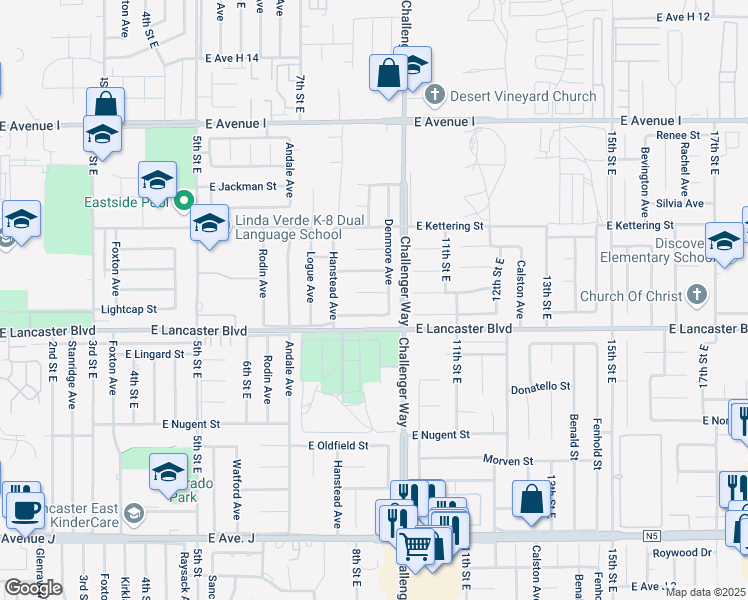map of restaurants, bars, coffee shops, grocery stores, and more near 828 Landsford Street in Lancaster