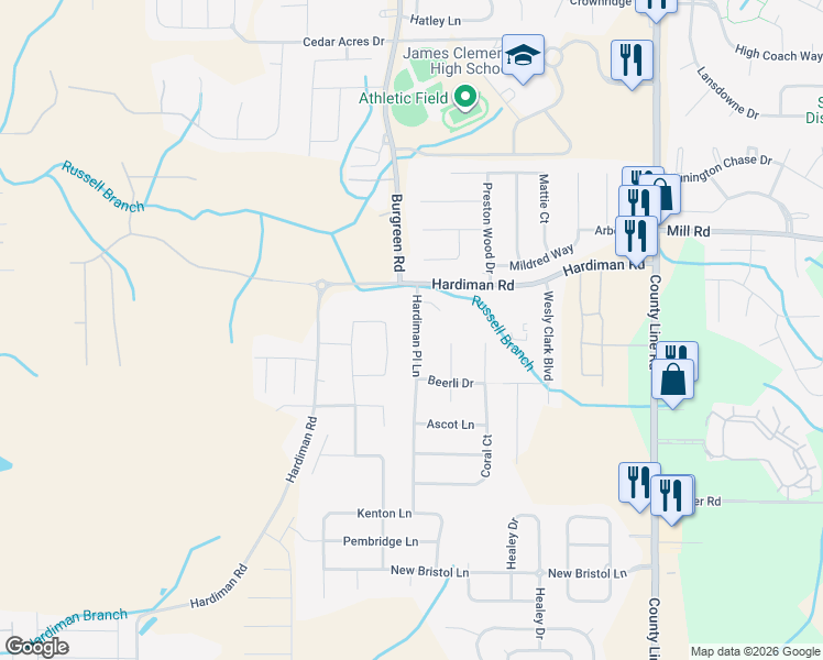 map of restaurants, bars, coffee shops, grocery stores, and more near 110 Hardiman Place Lane in Madison