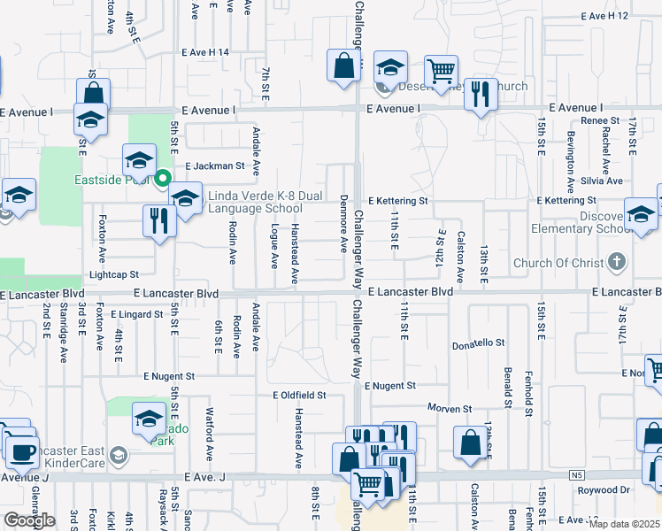 map of restaurants, bars, coffee shops, grocery stores, and more near 828 Landsford Street in Lancaster