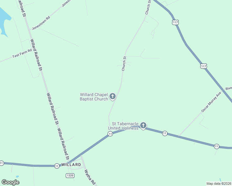 map of restaurants, bars, coffee shops, grocery stores, and more near 814 Church Street in Pender County