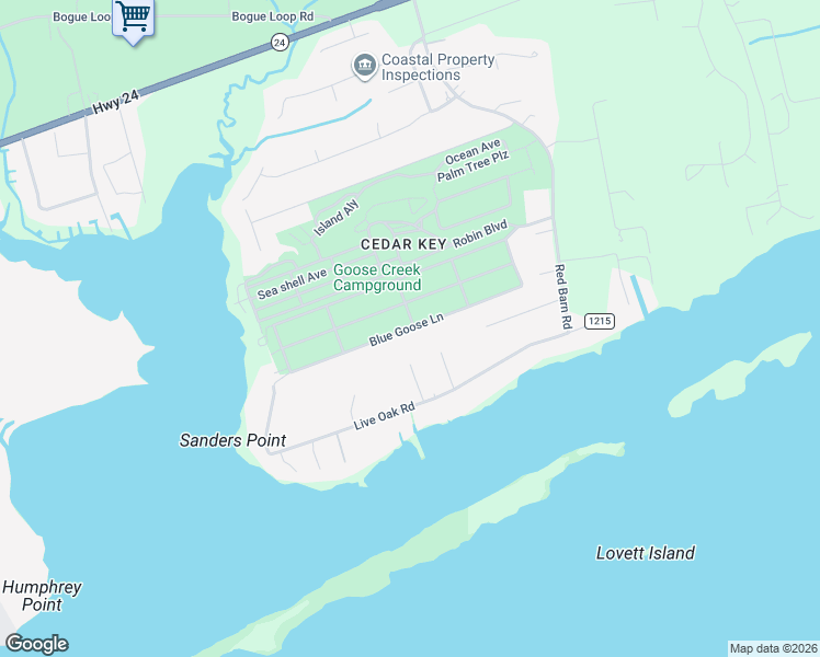 map of restaurants, bars, coffee shops, grocery stores, and more near 113 Blue Goose Ln in Newport