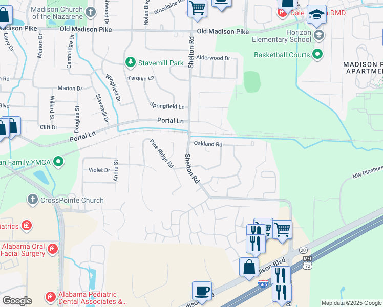 map of restaurants, bars, coffee shops, grocery stores, and more near 392 Shelton Rd in Madison