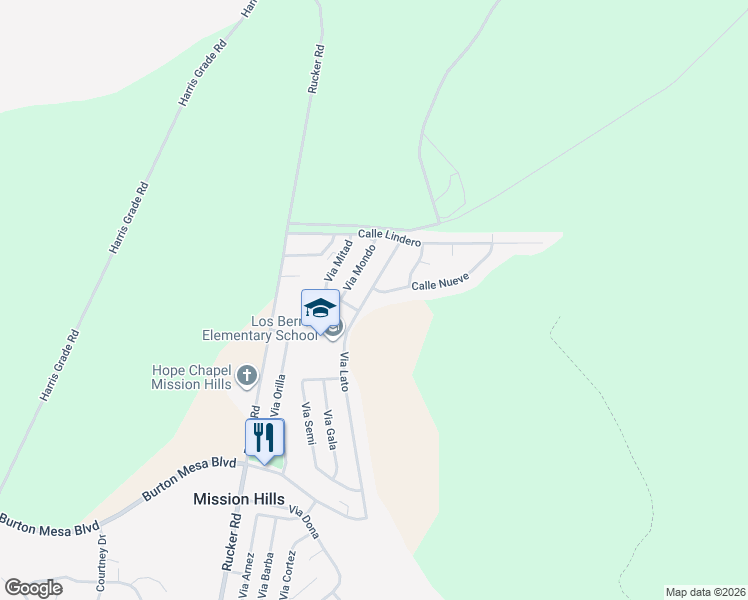 map of restaurants, bars, coffee shops, grocery stores, and more near 3813 Via Lato in Lompoc