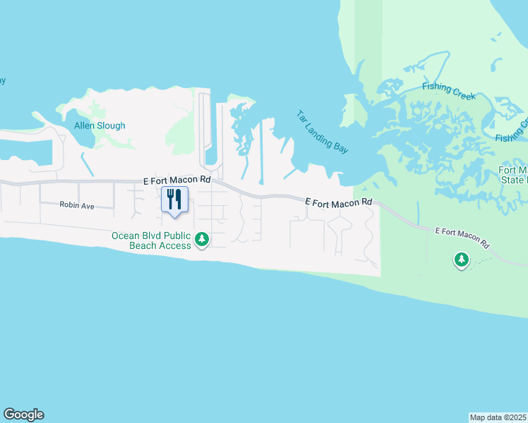 map of restaurants, bars, coffee shops, grocery stores, and more near 302 Cooper Avenue Exd in Atlantic Beach