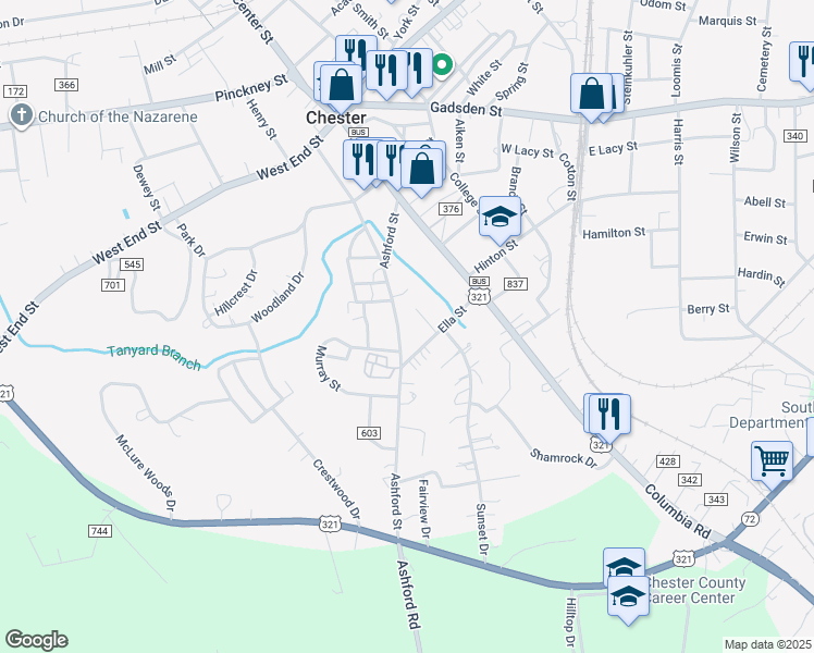 map of restaurants, bars, coffee shops, grocery stores, and more near 328 Ashford St in Chester