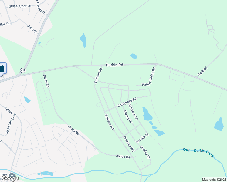map of restaurants, bars, coffee shops, grocery stores, and more near 415 Happy Valley Road in Fountain Inn