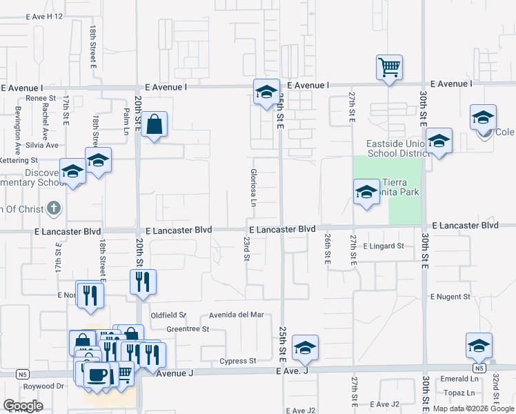 map of restaurants, bars, coffee shops, grocery stores, and more near 2318 Landsford Street in Lancaster