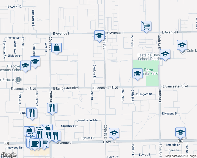 map of restaurants, bars, coffee shops, grocery stores, and more near 2330 Landsford Street in Lancaster