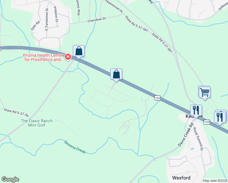 map of restaurants, bars, coffee shops, grocery stores, and more near 14008 E Camelia Ln in Seneca