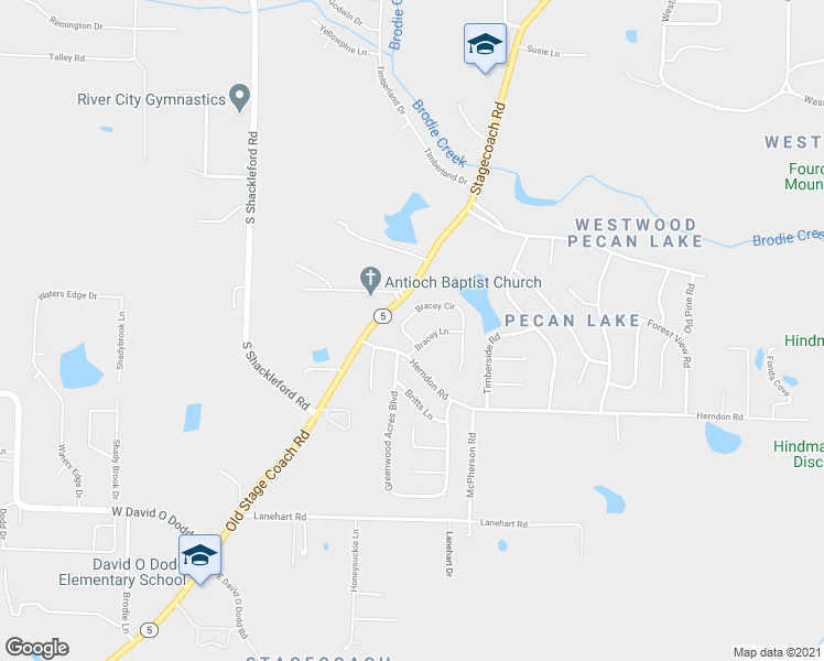map of restaurants, bars, coffee shops, grocery stores, and more near 3 Bracey Circle in Little Rock