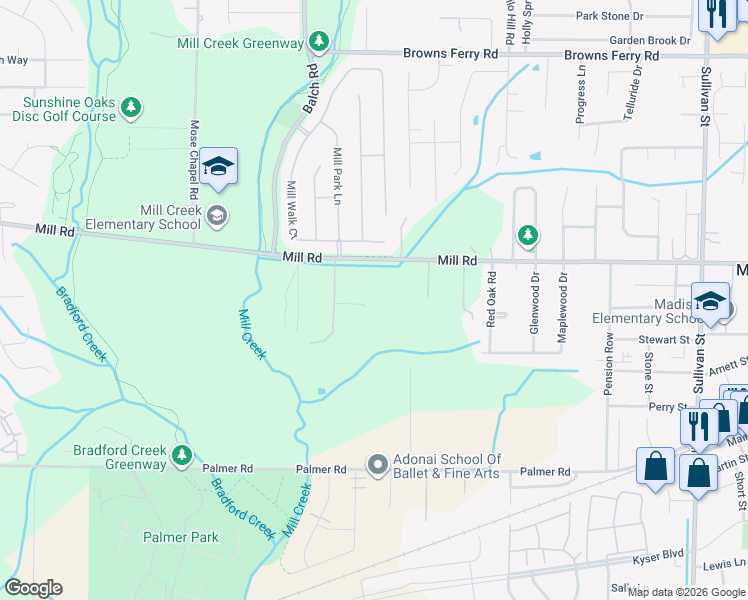 map of restaurants, bars, coffee shops, grocery stores, and more near 526 Mill Road in Madison