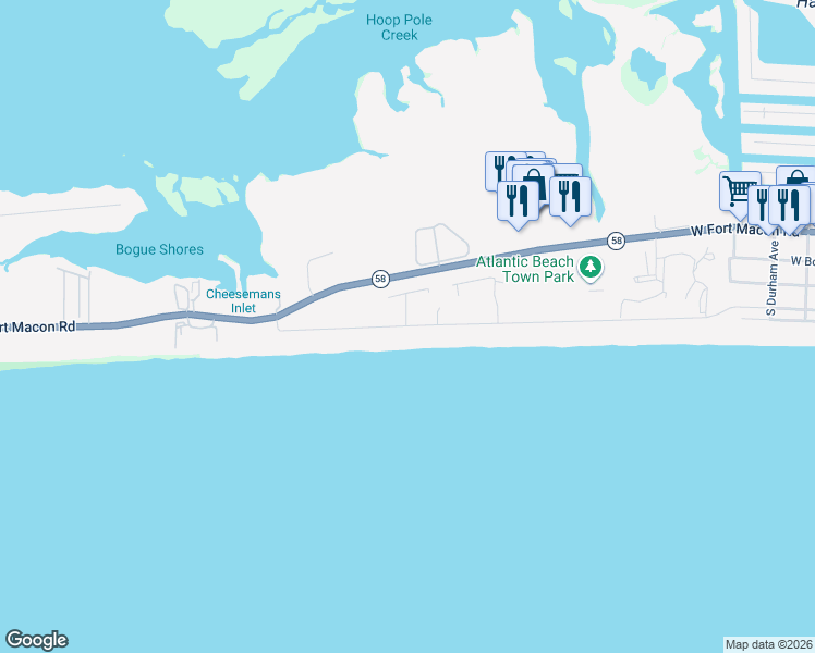map of restaurants, bars, coffee shops, grocery stores, and more near 899 Ocean Ridge Dr in Atlantic Beach