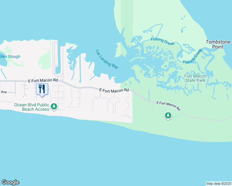 map of restaurants, bars, coffee shops, grocery stores, and more near 2008 East Fort Macon Road in Atlantic Beach