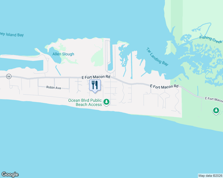 map of restaurants, bars, coffee shops, grocery stores, and more near 105 Cooper Avenue in Atlantic Beach