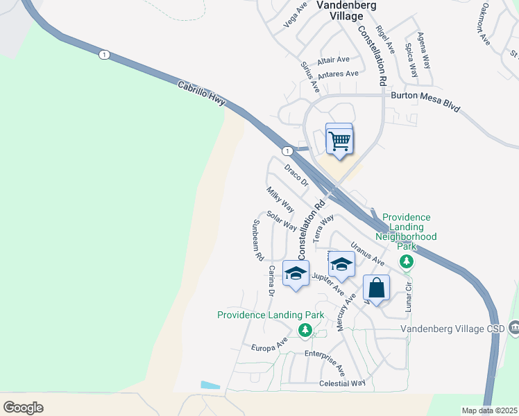 map of restaurants, bars, coffee shops, grocery stores, and more near 500 Sunbeam Road in Lompoc