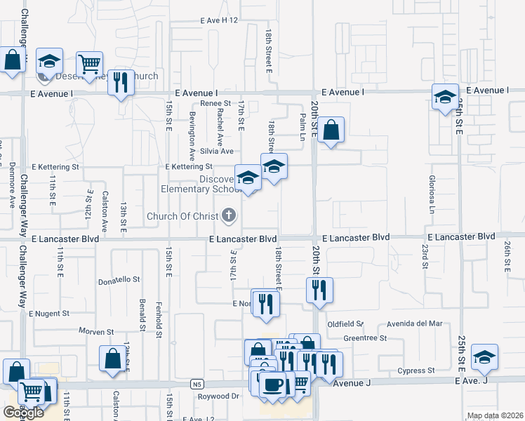 map of restaurants, bars, coffee shops, grocery stores, and more near 1730 Landsford Street in Lancaster