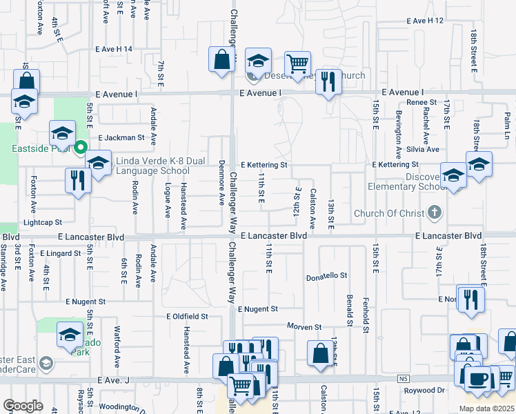 map of restaurants, bars, coffee shops, grocery stores, and more near 1041 Landsford Street in Lancaster