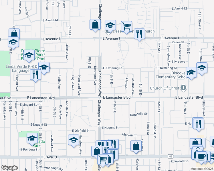 map of restaurants, bars, coffee shops, grocery stores, and more near 1027 Landsford Street in Lancaster