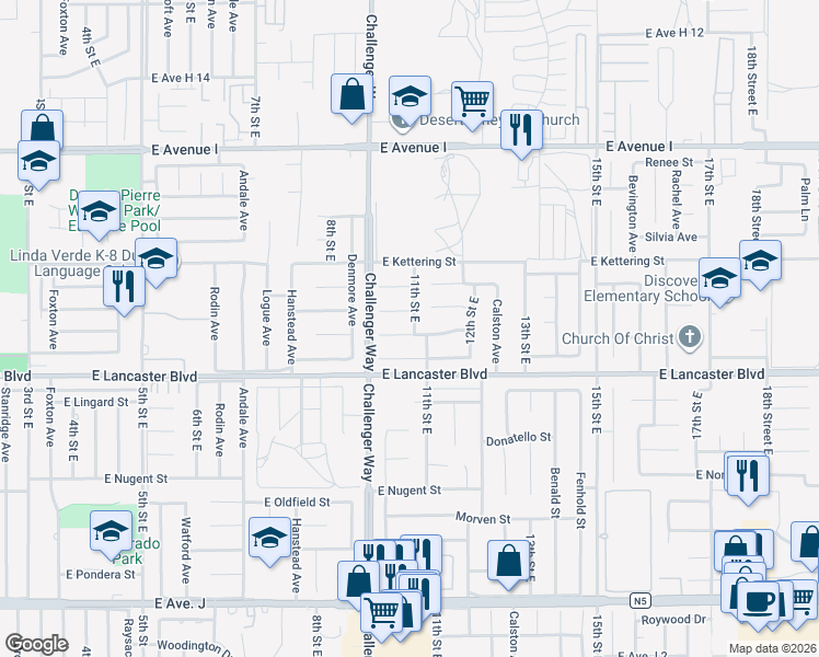map of restaurants, bars, coffee shops, grocery stores, and more near 1041 Landsford Street in Lancaster