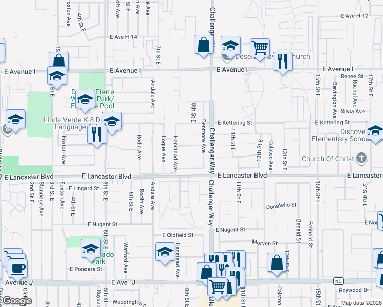 map of restaurants, bars, coffee shops, grocery stores, and more near 817 Landsford Street in Lancaster