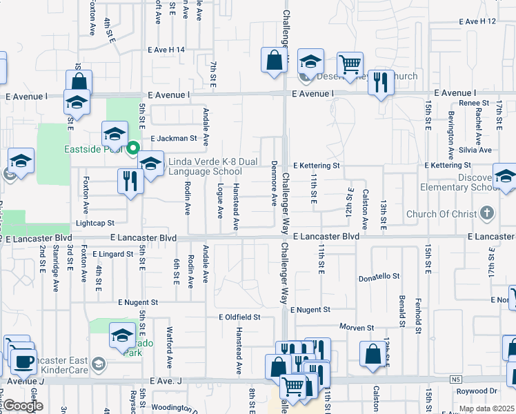 map of restaurants, bars, coffee shops, grocery stores, and more near 817 Landsford Street in Lancaster