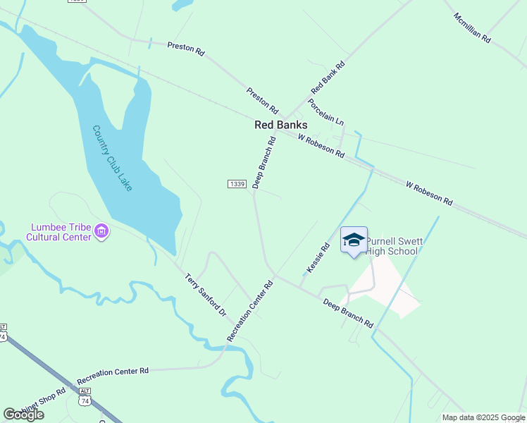 map of restaurants, bars, coffee shops, grocery stores, and more near 11834 Deep Branch Road in Maxton