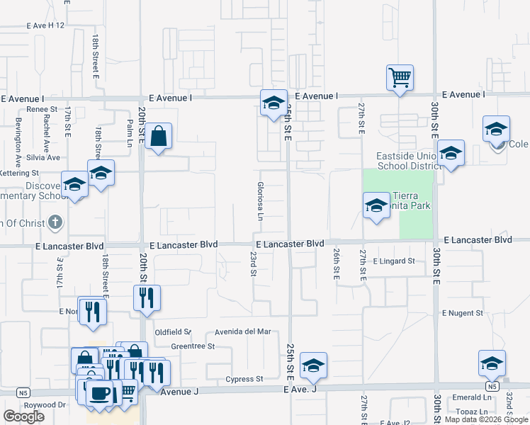 map of restaurants, bars, coffee shops, grocery stores, and more near 2319 Landsford Street in Lancaster