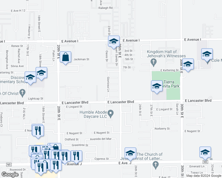 map of restaurants, bars, coffee shops, grocery stores, and more near 2325 Landsford Street in Lancaster