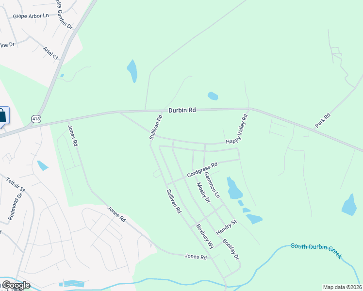 map of restaurants, bars, coffee shops, grocery stores, and more near 415 Happy Valley Road in Fountain Inn