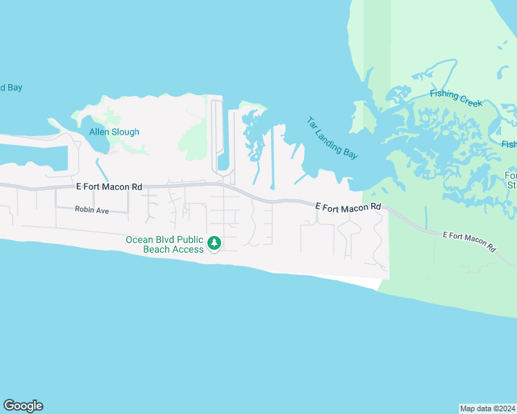 map of restaurants, bars, coffee shops, grocery stores, and more near 1700 East Fort Macon Road in Atlantic Beach