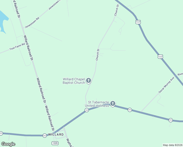 map of restaurants, bars, coffee shops, grocery stores, and more near 814 Church Street in Willard