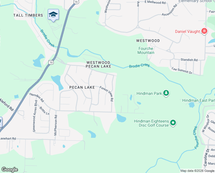 map of restaurants, bars, coffee shops, grocery stores, and more near 5809 Forest View Road in Little Rock