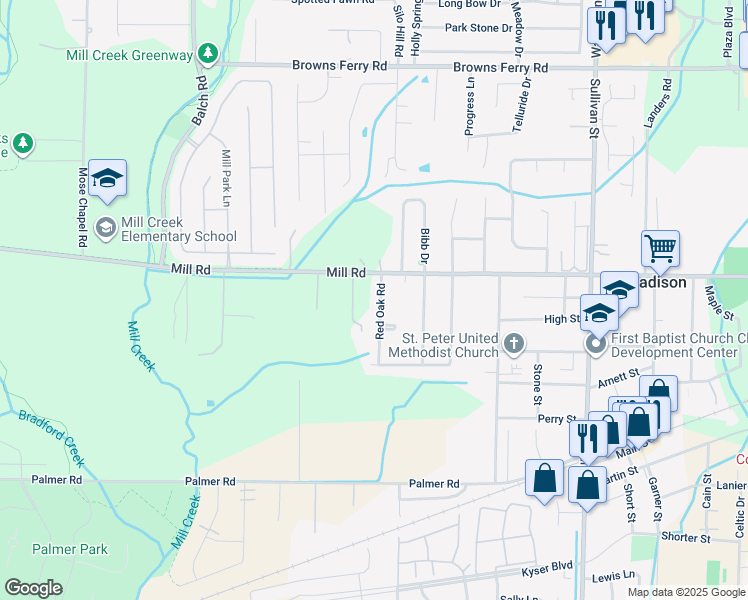 map of restaurants, bars, coffee shops, grocery stores, and more near 210 Red Oak Place in Madison