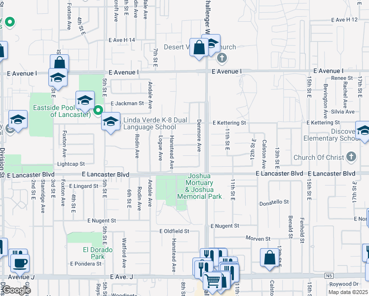 map of restaurants, bars, coffee shops, grocery stores, and more near 830 Langhorn Street in Lancaster