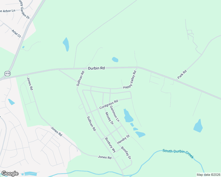 map of restaurants, bars, coffee shops, grocery stores, and more near 302 Happy Valley Road in Fountain Inn