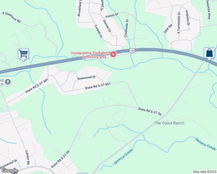 map of restaurants, bars, coffee shops, grocery stores, and more near 504 State Road S-37-561 in Seneca