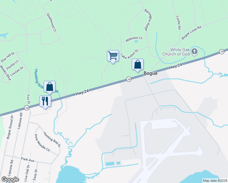 map of restaurants, bars, coffee shops, grocery stores, and more near 5339 Highway 24 in Newport